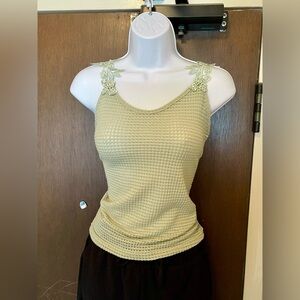 Crochet Green Leaf Lace Strap Top